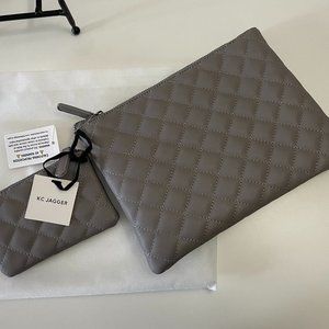 KC Jagger Diamond Quilted Pouch Set TAUPE